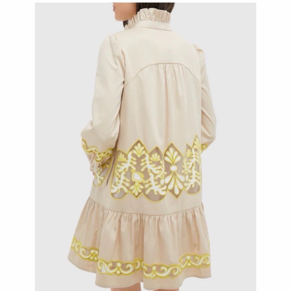 Tuckernuck Cream Mini Dress with Yellow Embroidered Trim - Picture 3 of 16